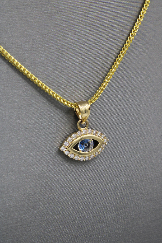 *NEW* 14k Fatima Eye Pendant w/ Hollow Franco Chain JTJ™ - Javierthejeweler