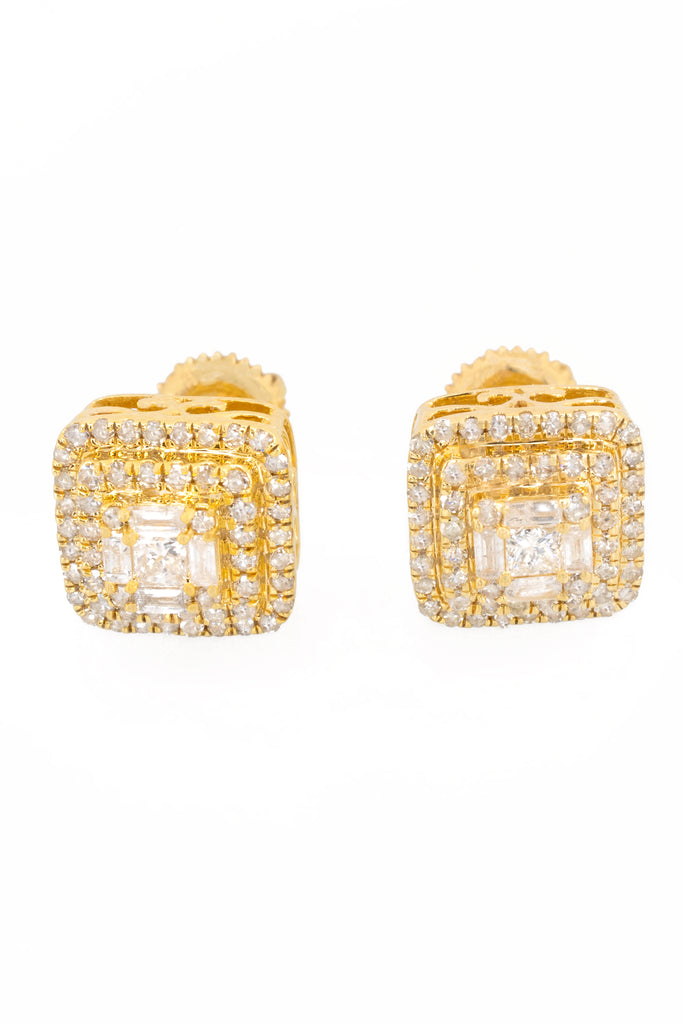*NEW* 14K Earrings Diamonds 💎Yellow Square Baguette-JTJ™ - Javierthejeweler