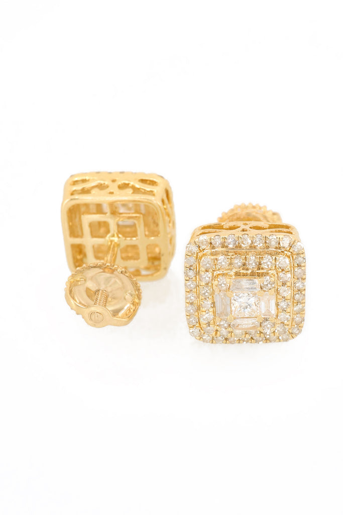 *NEW* 14K Earrings Diamonds 💎Yellow Square Baguette-JTJ™ - Javierthejeweler