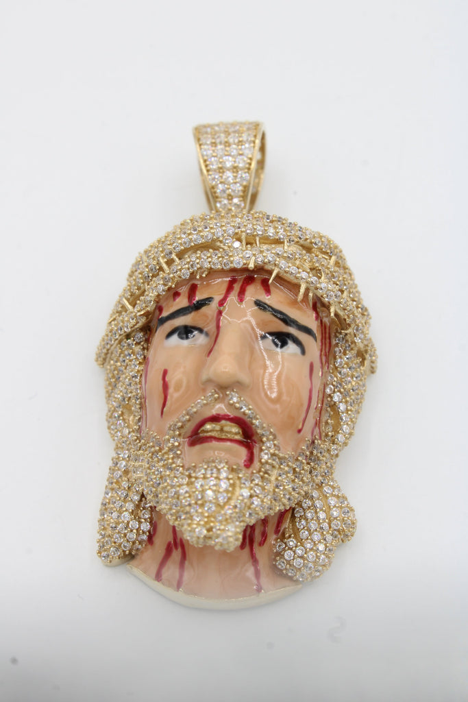 *NEW* 14K Jesus Face CZ 3D Pendant (L) JTJ™ - Javierthejeweler