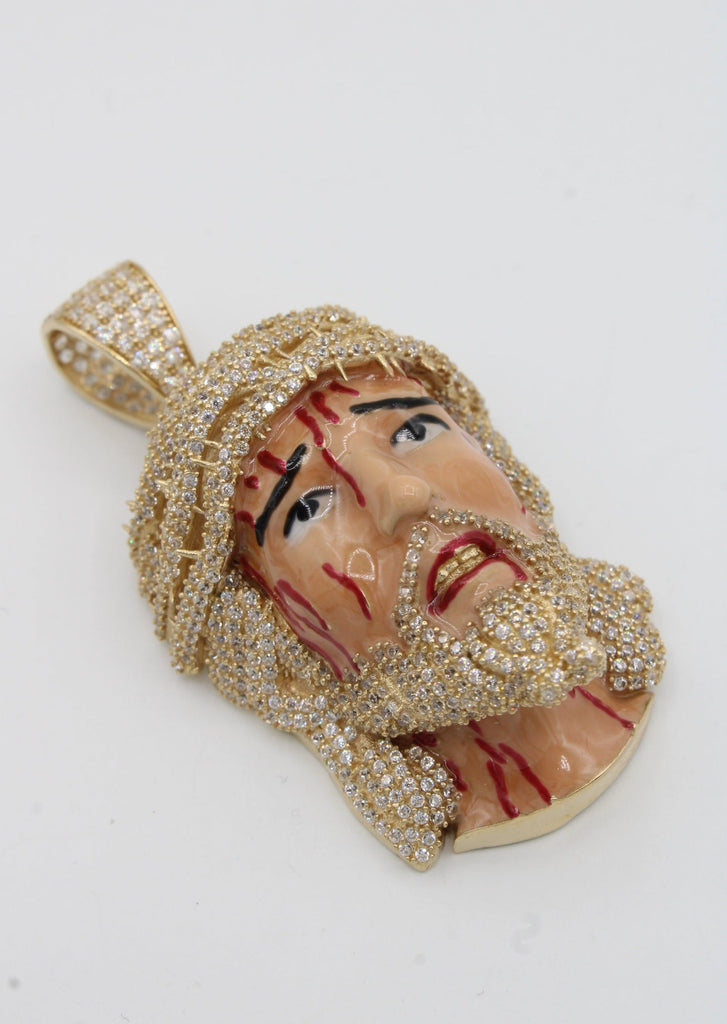 *NEW* 14K Jesus Face CZ 3D Pendant (L) JTJ™ - Javierthejeweler