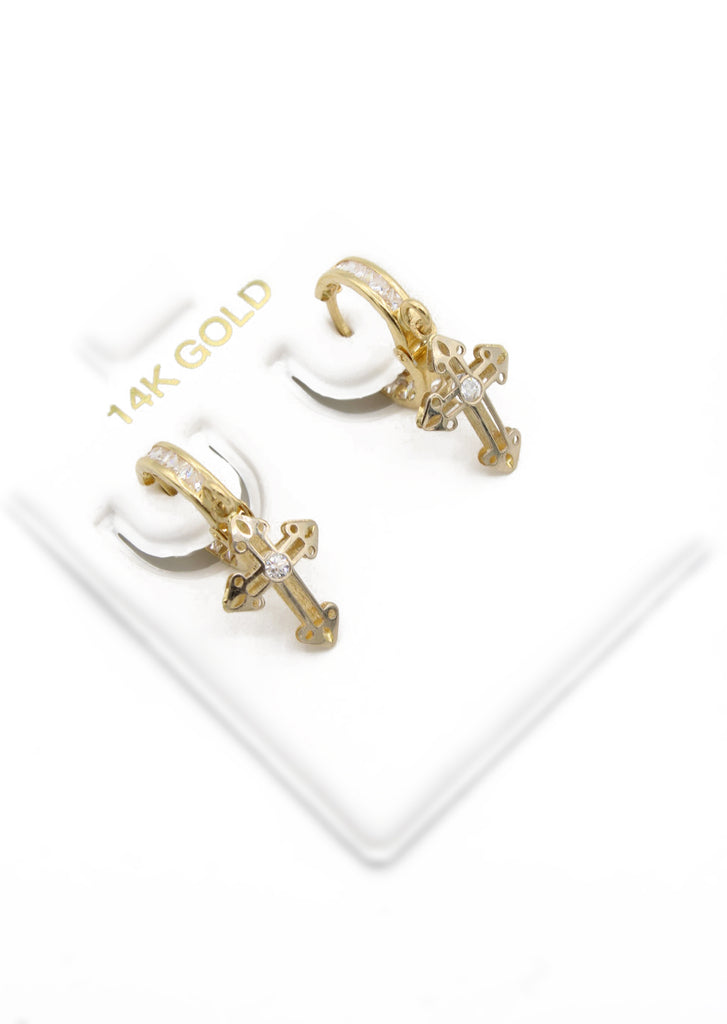 *NEW* 14k Cross CZ Hoop Earrings - JTJ™ - Javierthejeweler