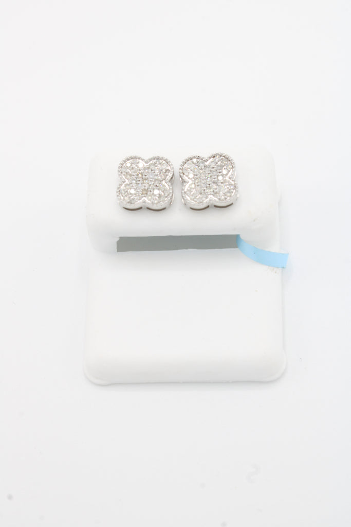 *NEW* 14K 💎💎 (VVS) White Gold Clover Diamonds Earrings JTJ™ - Javierthejeweler