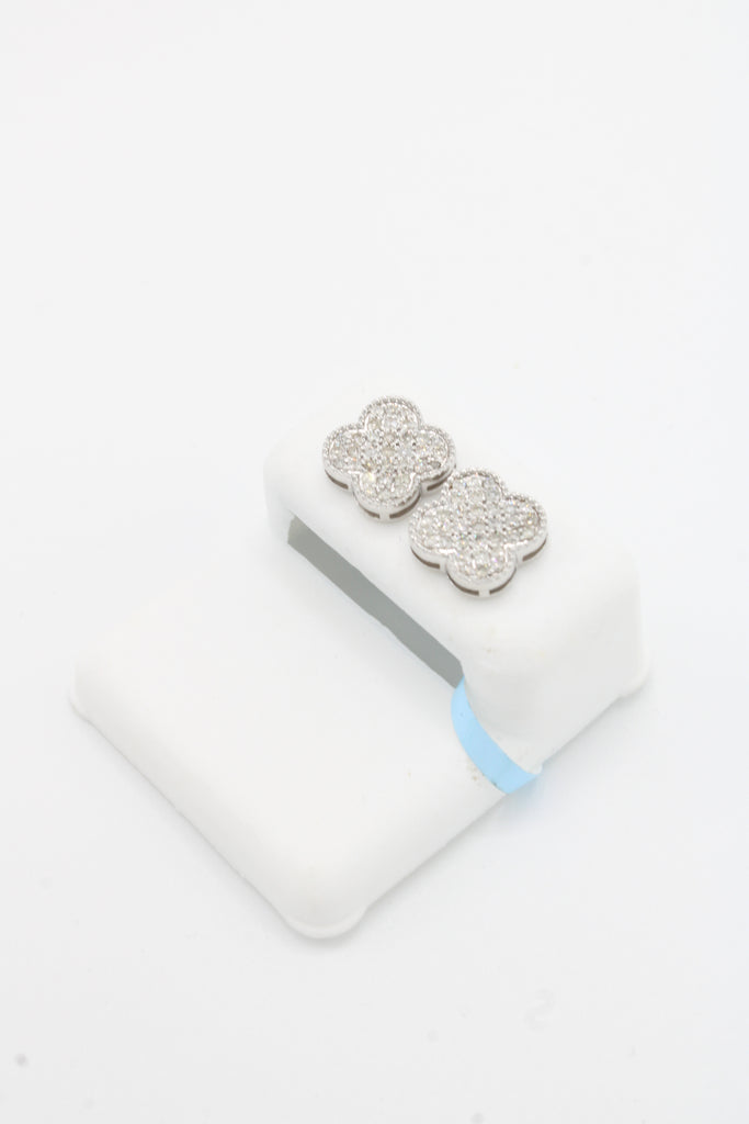 *NEW* 14K 💎💎 (VVS) White Gold Clover Diamonds Earrings JTJ™ - Javierthejeweler