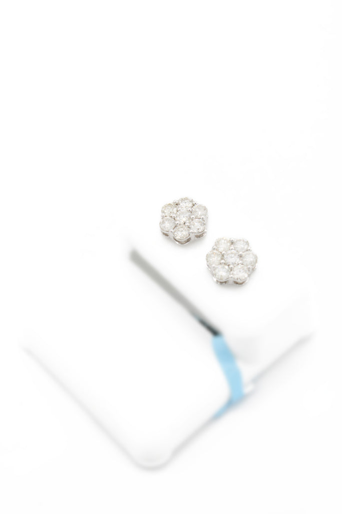 *NEW* 14K Diamonds 💎 Earrings Flower 🌺 VSS1 White Gold JTJ™ - Javierthejeweler