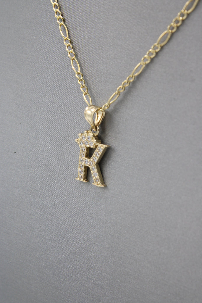 *NEW* 14k Initial Pendant W/ Hollow Figaro Chain (18” Inches) JTJ™ - Javierthejeweler