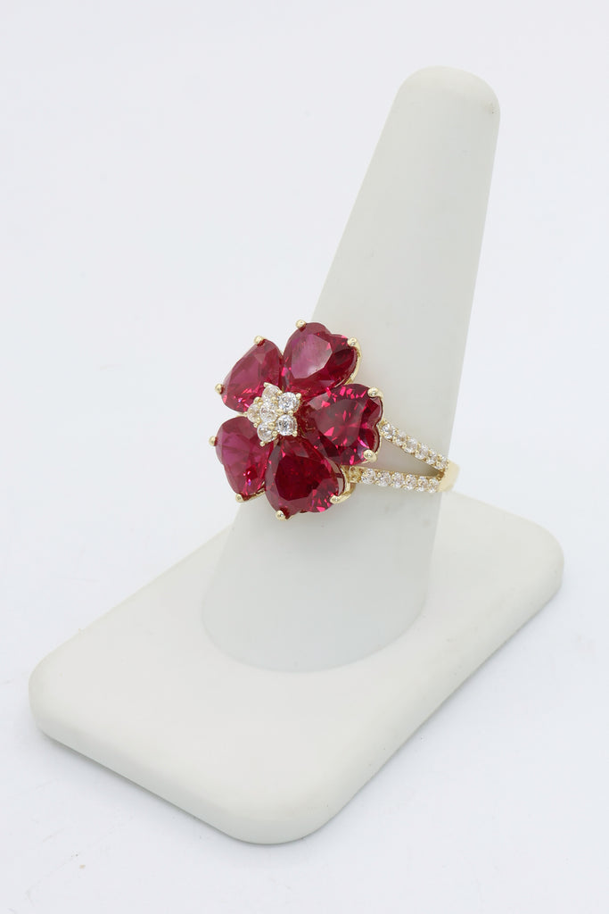 *NEW* 14K Cz Ring Stone Red Flower 🌹for Women’s JTJ™ - - Javierthejeweler