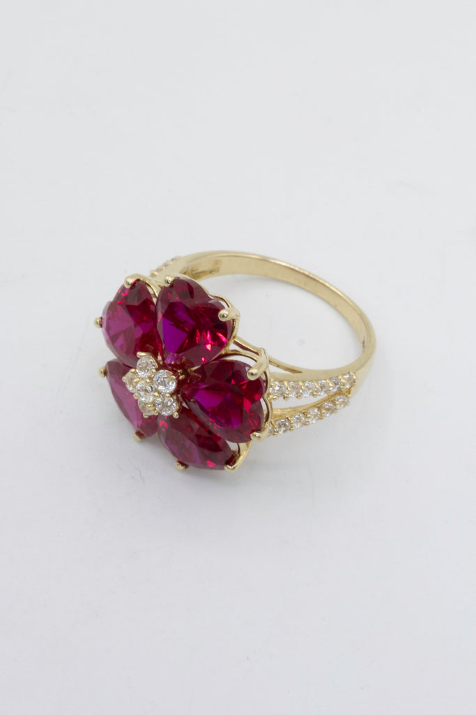 *NEW* 14K Cz Ring Stone Red Flower 🌹for Women’s JTJ™ - - Javierthejeweler