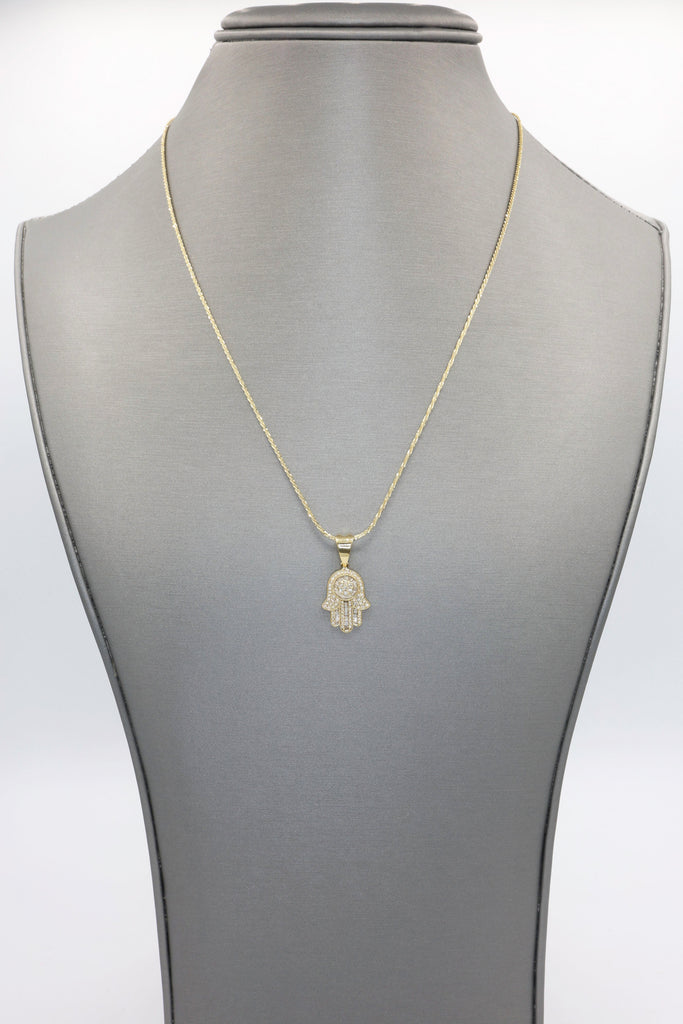 *NEW* 14k Hamsa Diamond 💎 Pendant W/ Rope Diamond Cut Chain (20” Inches) JTJ™ - Javierthejeweler