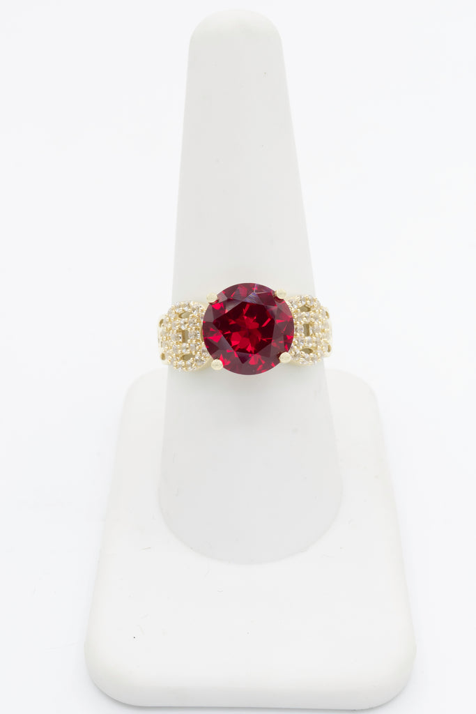 *NEW* 14k CZ Ring  Red Stone ( Round ) -JTJ™ - Javierthejeweler