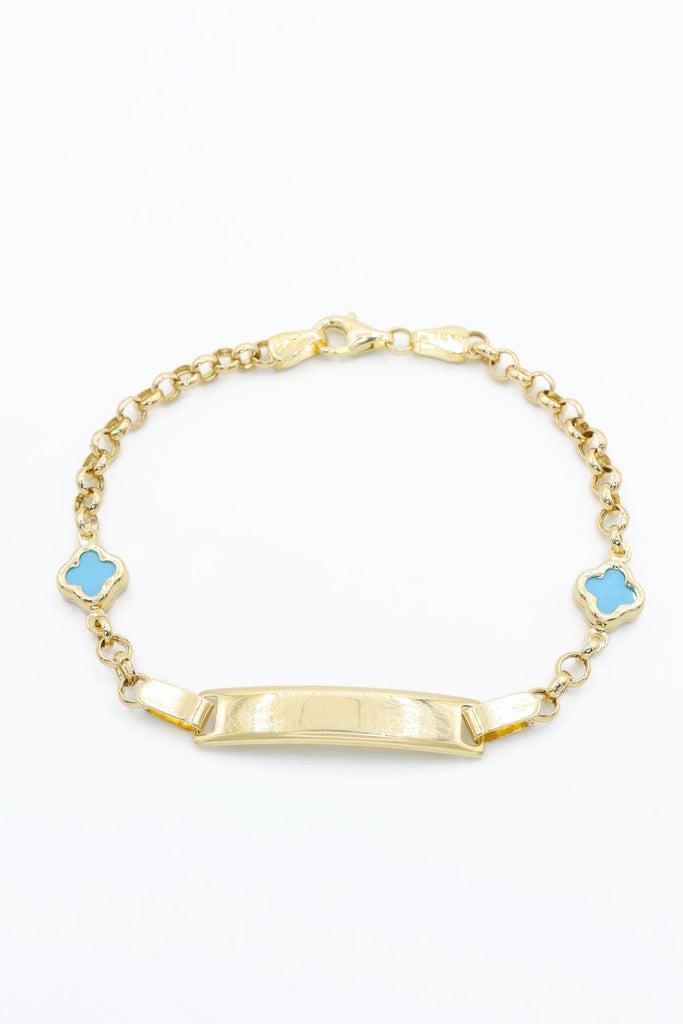 *NEW* 14K Blue Clover Baby Bracelet  👶🏼 For Engraving (6" Inches) 👦🏼 👧 JTJ™ - Javierthejeweler
