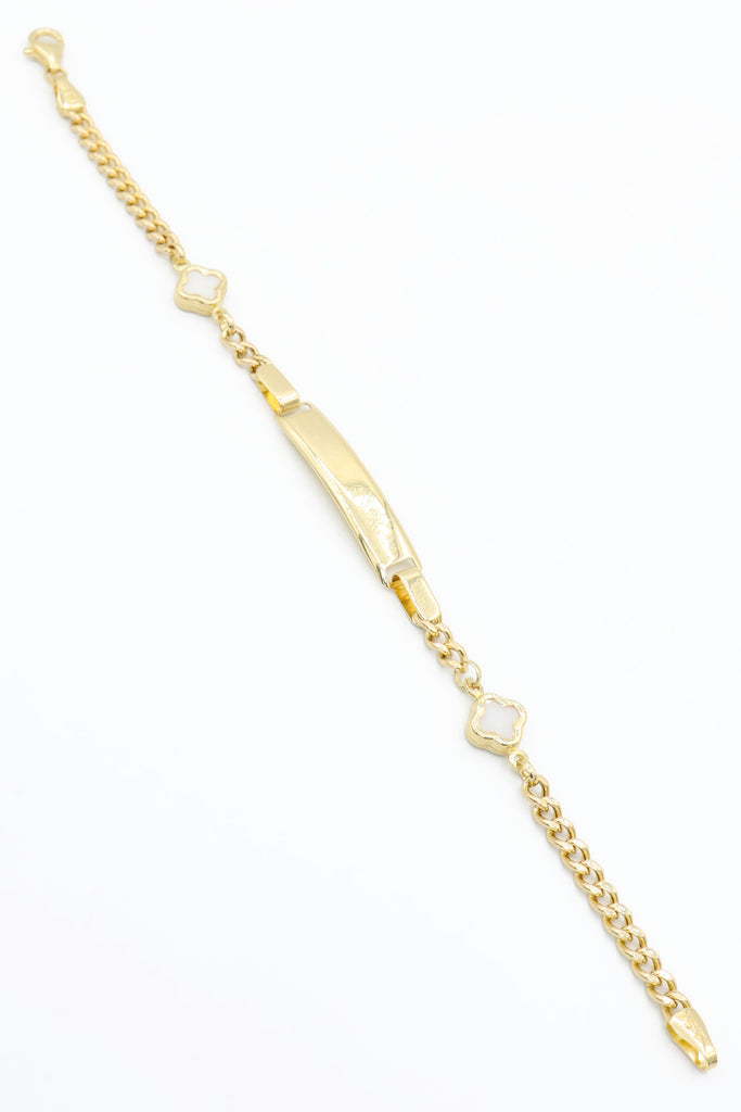 *NEW* 14K White Clover Cuban Baby Bracelet  👶🏼 For Engraving (6" Inches) 👦🏼 👧 JTJ™ - Javierthejeweler