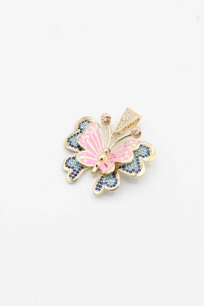 *NEW* 14K Pink/Blue Butterfly Pendant CZ JTJ™ - Javierthejeweler