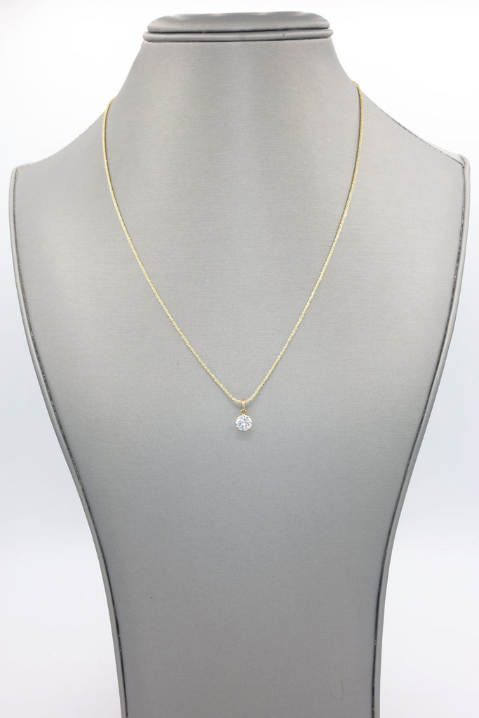 *NEW* 14k Round Stone Pendant W/ Rope Diamond Cut Chain (18” Inches) JTJ™ - Javierthejeweler