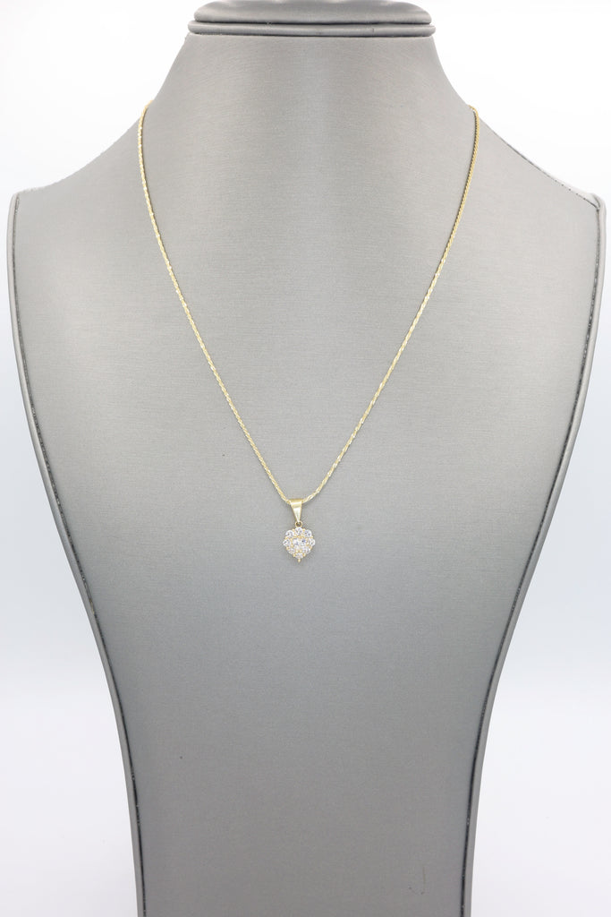 *NEW* 14k Heart CZ Pendant W/ Rope Diamond Cut Chain (18” Inches) JTJ™ - Javierthejeweler