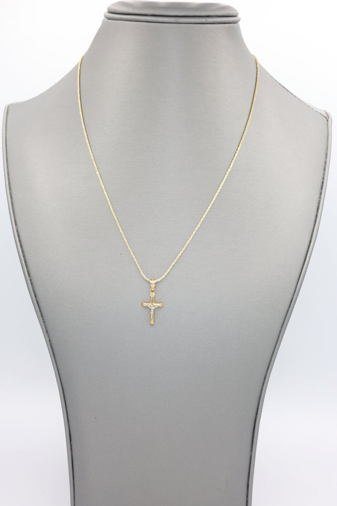 *NEW* 14k Cross Jesus Pendant W/ Rope Diamond Cut Chain (18” Inches) JTJ™ - Javierthejeweler