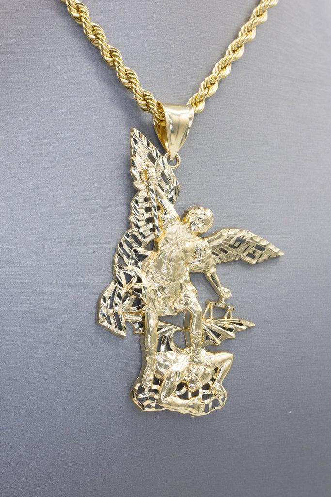 *NEW* 14k Saint Michael Pendant W/ Rope Chain Hollow Included JTJ™ - Javierthejeweler