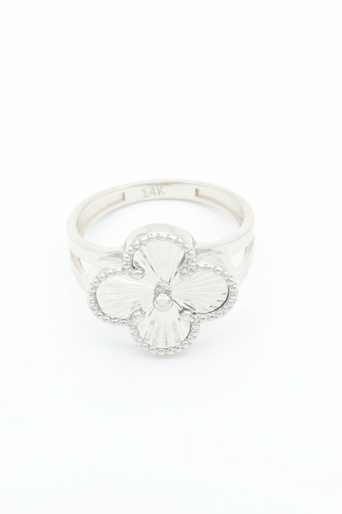 *NEW* 14k White Gold Clover Choker + Bracelet + Ring + Earrings  JTJ™ - Javierthejeweler