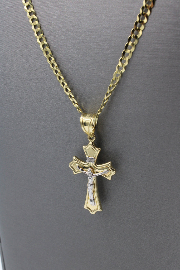 *NEW* 14K Cross Pendant W/ Solid Cuban Chain 22” Inches JTJ™ - Javierthejeweler