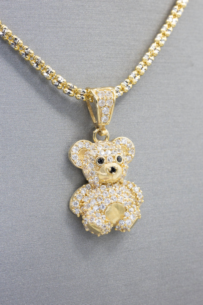 *NEW* 14K Teddy Bear Pendant W/ Moon Ice Chain JTJ™ - Javierthejeweler