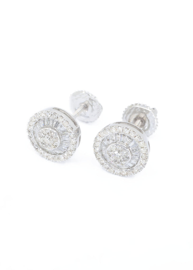 *NEW* 14k Earrings Round Baguette (L) White Diamonds💎 VS/S1  JTJ™ - - Javierthejeweler