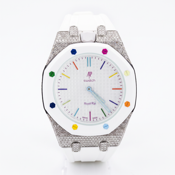 18K Gold Natural Diamond White Strap Watch NYC – Javierthejeweler