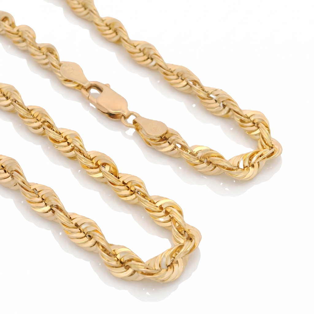 14K Hollow Rope Chain 4MM NYC | Gold Necklace – Javierthejeweler