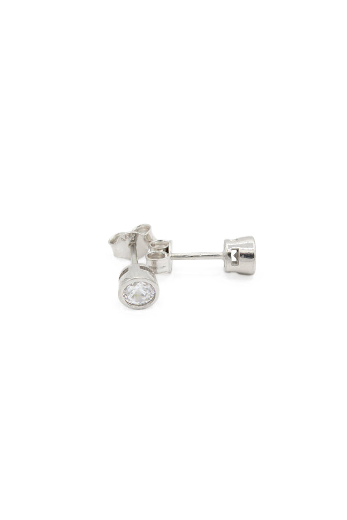 *NEW* 14K White Earrings CZ Stud Round (5 MM) JTJ™ - Javierthejeweler
