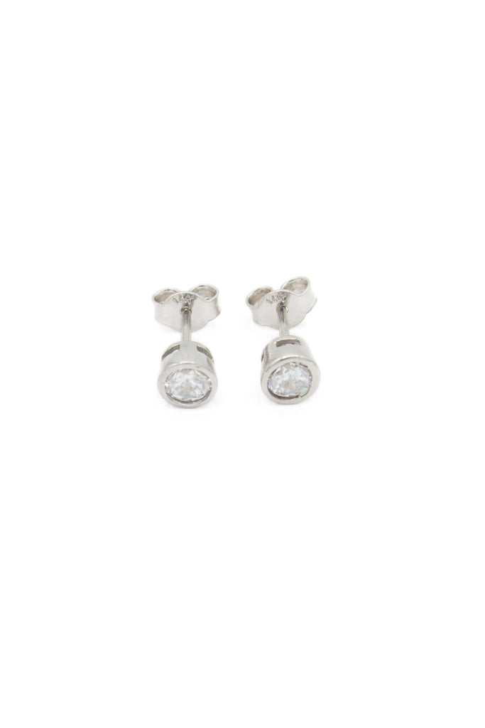 *NEW* 14K White Earrings CZ Stud Round (5 MM) JTJ™ - Javierthejeweler