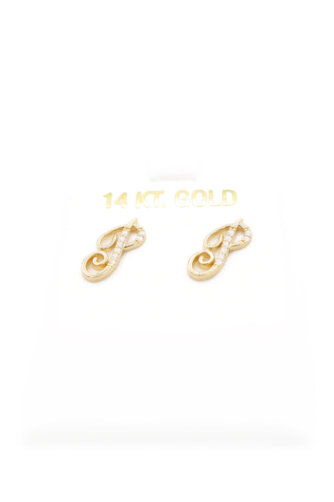 *NEW* 14K Initial P Earrings Cz JTJ™ - - Javierthejeweler