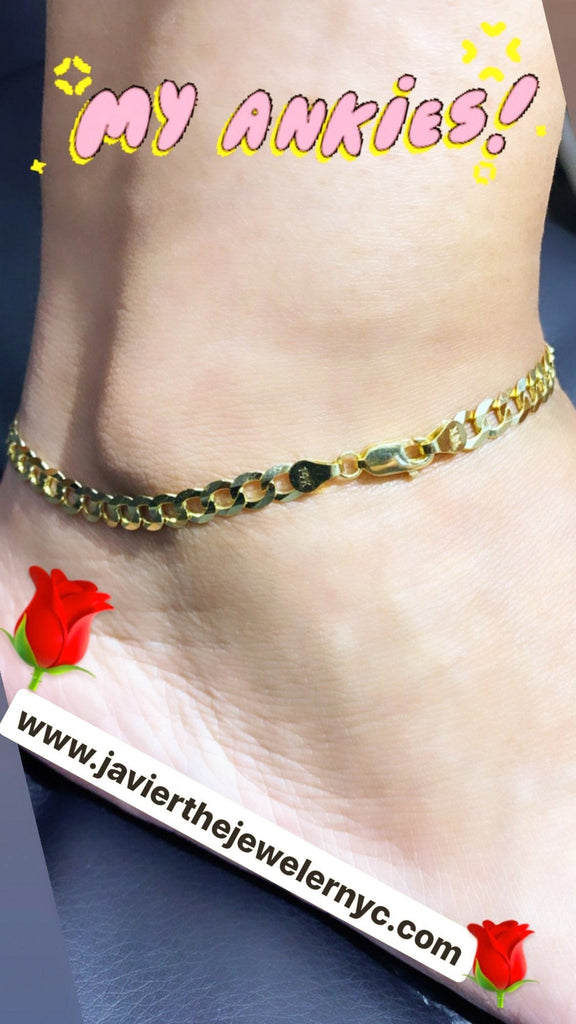*NEW* 14K SOLID Cuban Curb Ankle Bracelet JTJ™ - Javierthejeweler