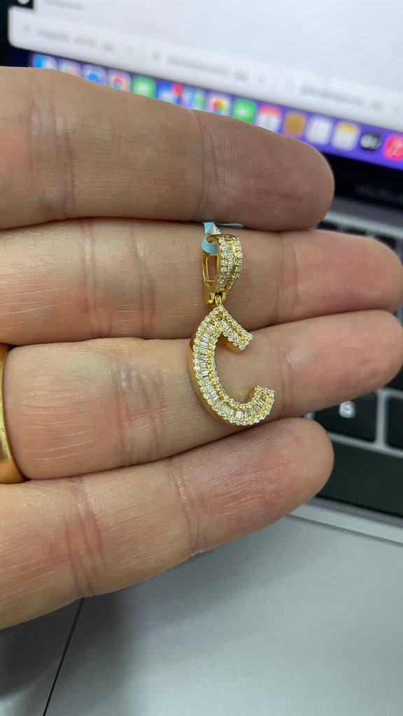 *NEW* 14K All Initial Diamonds 💎 Baguette Pendant JTJ™ - Javierthejeweler