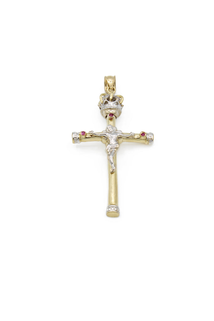 *NEW* PA 14K New Cross Stone Crown 👑 Y ZC Pendant JTJ™ - Javierthejeweler