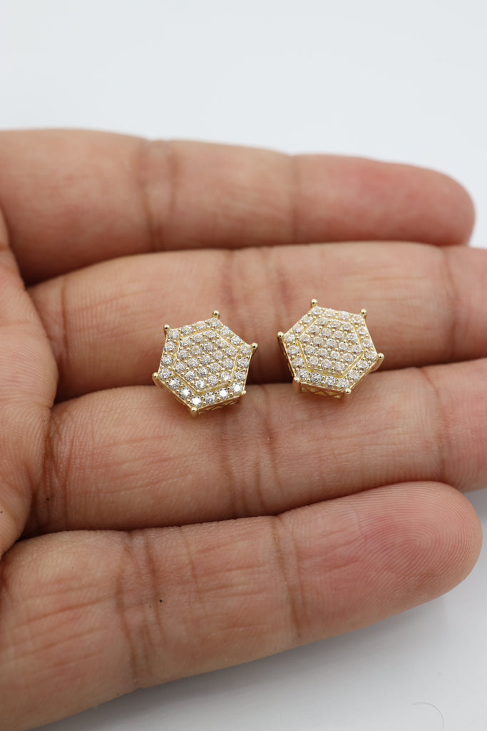 *NEW* 14k Hexagon CZ Men's Earrings - JTJ™ - Javierthejeweler