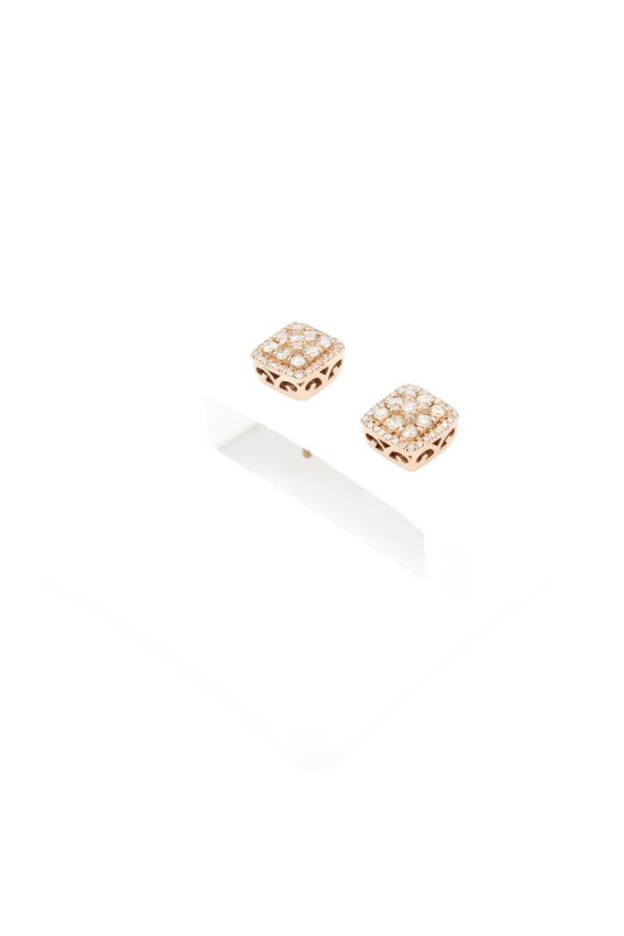 *NEW* PA 14k Earrings Square Diamond 💎 Rose Gold JTJ™ - Javierthejeweler