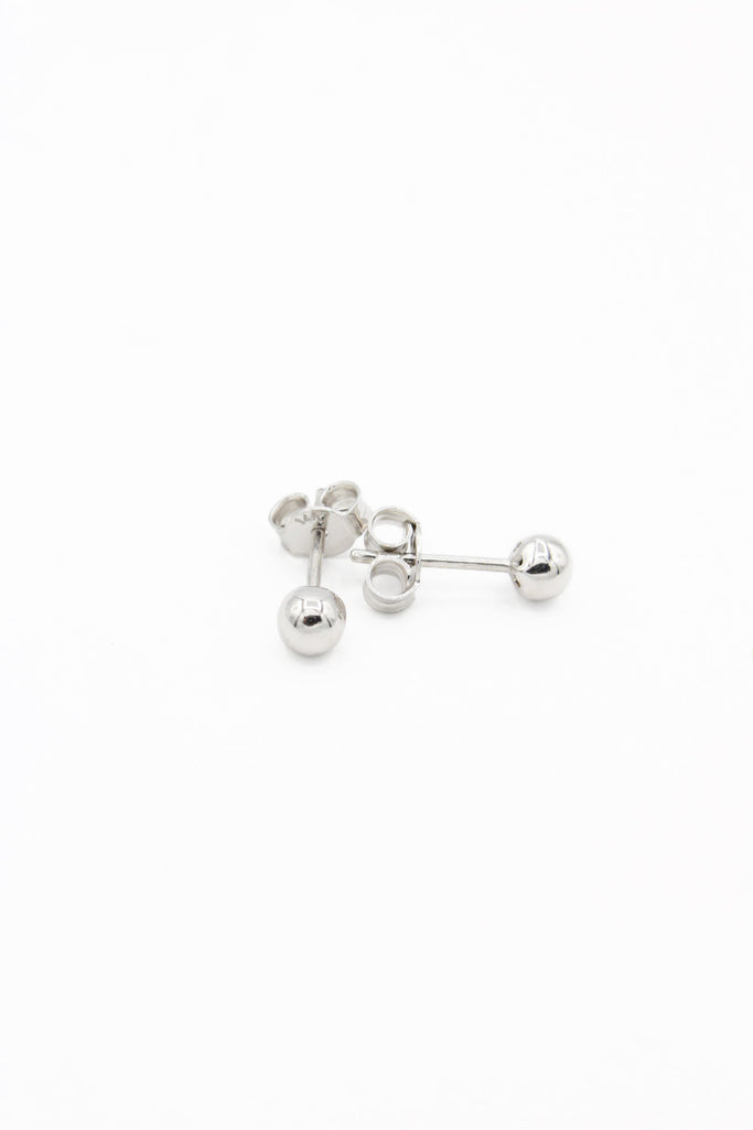*NEW* 14K White Earrings Stud Round (4 MM) JTJ™ - Javierthejeweler