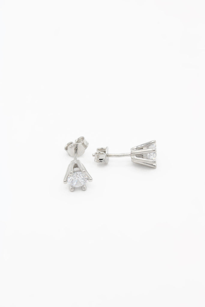 *NEW* 14k White CZ Stud Earrings (6.5MM) JTJ™ - Javierthejeweler