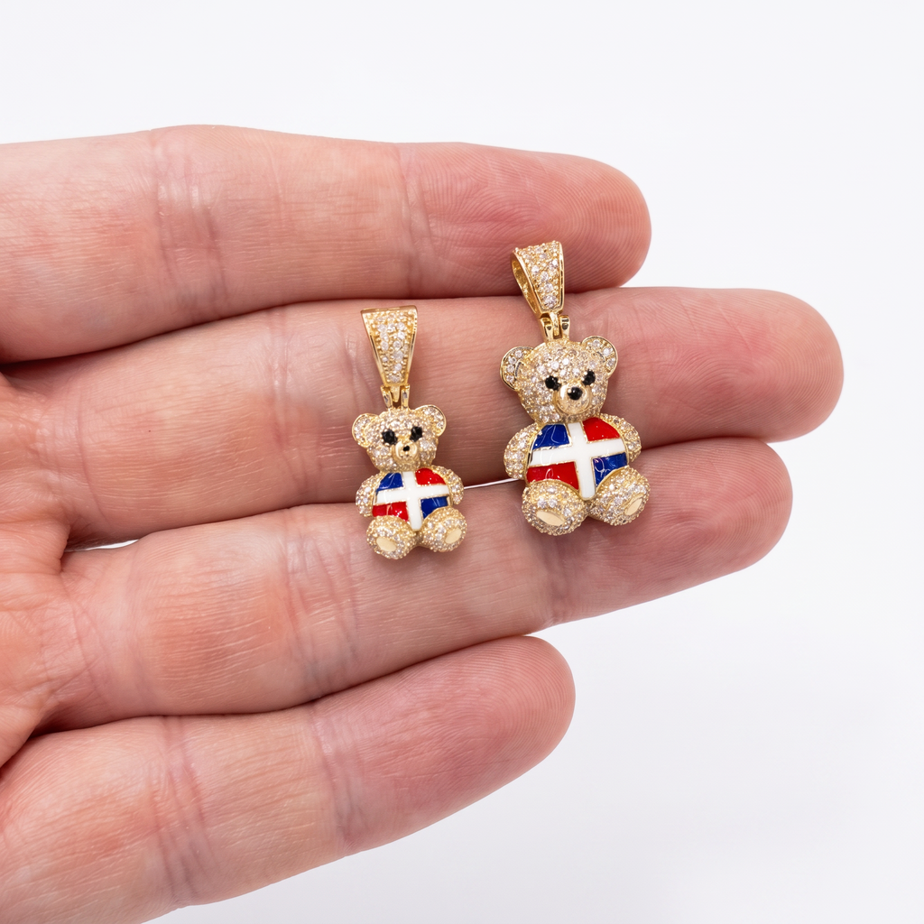 14K Gold Teddy Bear CZ Pendant 1 inch | NYC Jeweler – Javierthejeweler