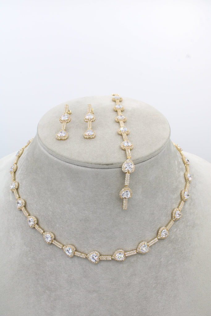 *NEW* 14k Women CZ Choker W/ Bracelet & Earring Set - JTJ™ - Javierthejeweler