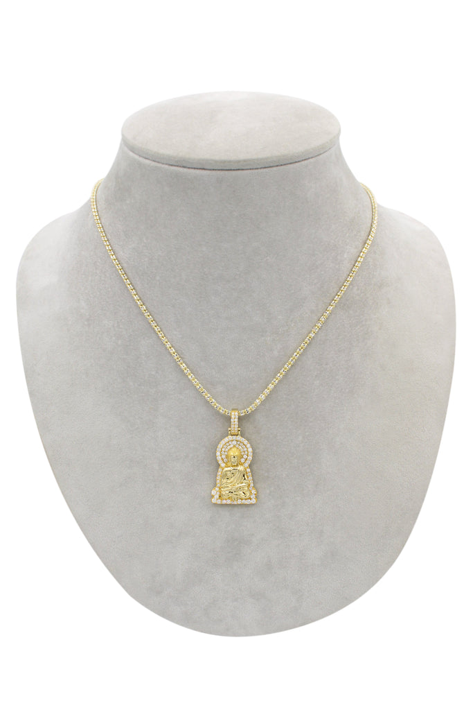*NEW* 14k Buddha Diamonds S1💎  Gold Pendant W/ Moon ice Chain JTJ™ - Javierthejeweler