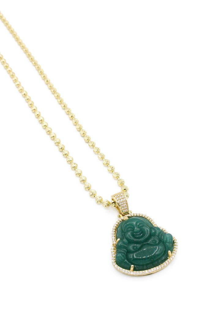 *NEW* 14K Buddha Green Pendant W/ Moon Cut Chain  - JTJ™ - Javierthejeweler