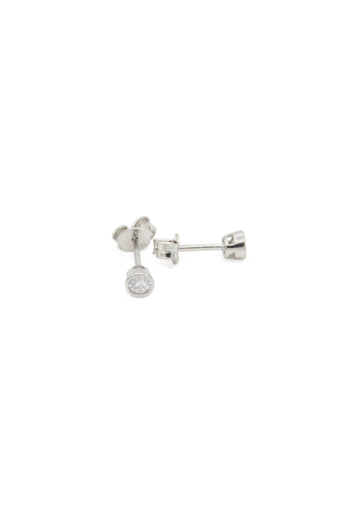 *NEW* 14K White Earrings CZ Stud Round (4.5 MM) JTJ™ - Javierthejeweler