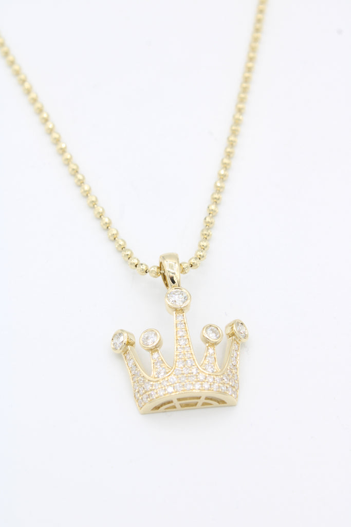 *NEW* 14k Moon Cut Chain W/ 💎Diamonds Crown 👑 JTJ™ - Javierthejeweler