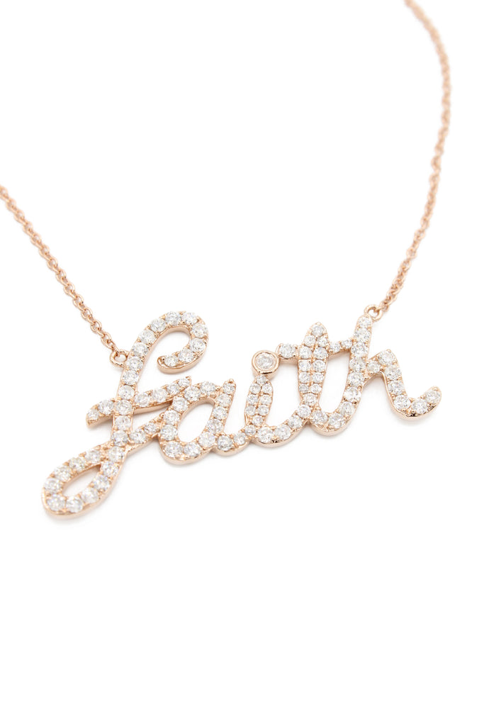 *NEW*14k Rose Gold Faith VVS Diamond 💎 Necklace By JTJ™ - Javierthejeweler