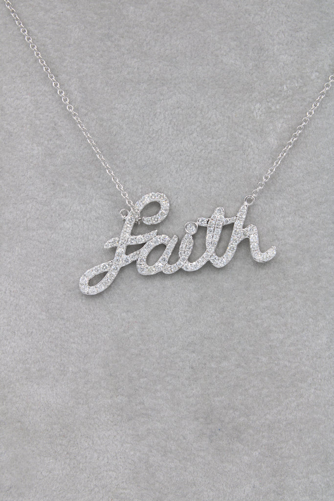 *NEW*14k White Gold Faith VVS Diamond 💎 Necklace By JTJ™ - Javierthejeweler