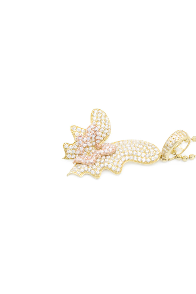 *NEW* PA 14k  Butterfly 🦋 Full CZ Pendant w/Solid Moon Cut Chain  JTJ™- - Javierthejeweler