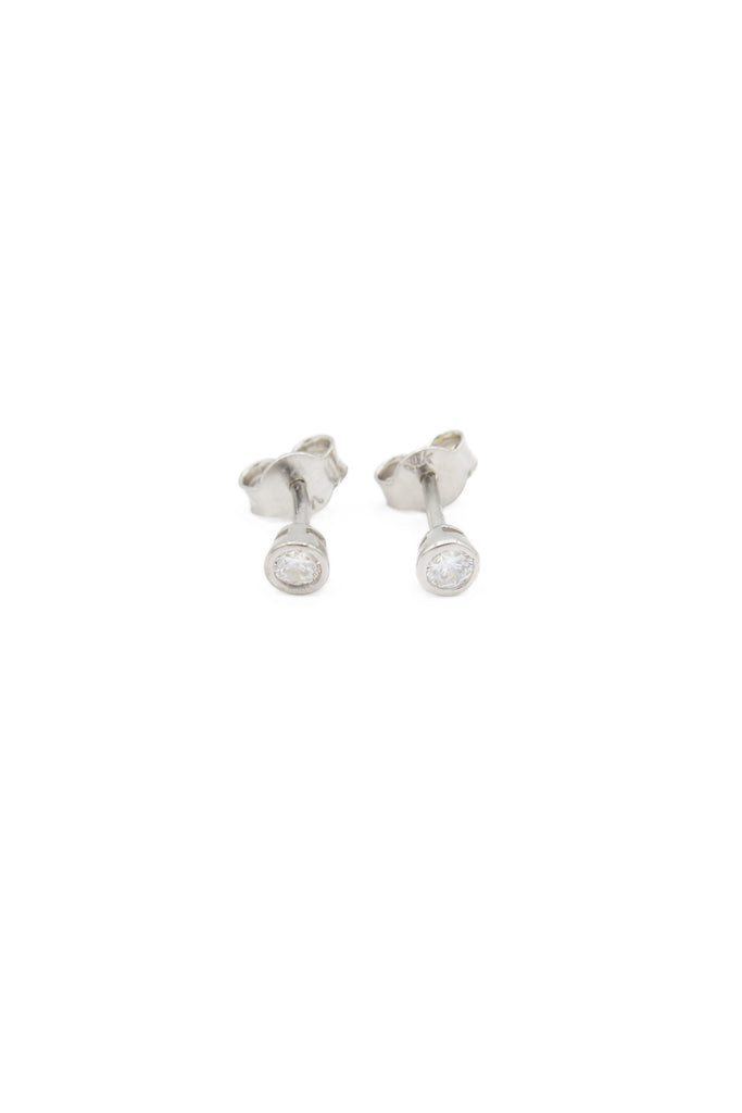 *NEW* 14K White Earrings CZ Stud Round (3.5 MM) JTJ™ - Javierthejeweler