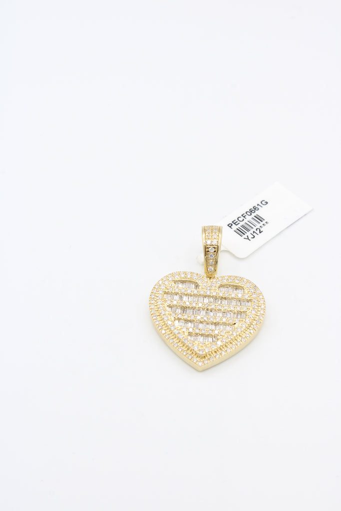 *NEW* PA 14k Heart Baguette Diamond Yellow Pendant  JTJ™ - Javierthejeweler