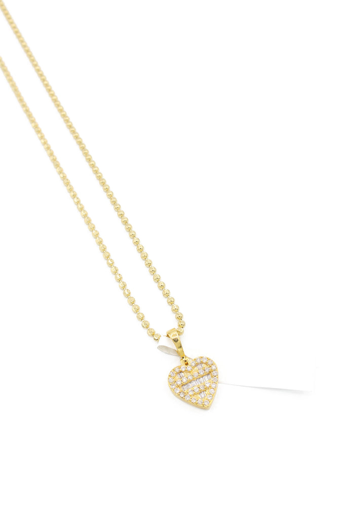 NEW* 14k Heart Diamond Baguette 💎Pendant W/Moon Cut Chain JTJ™ - Javierthejeweler