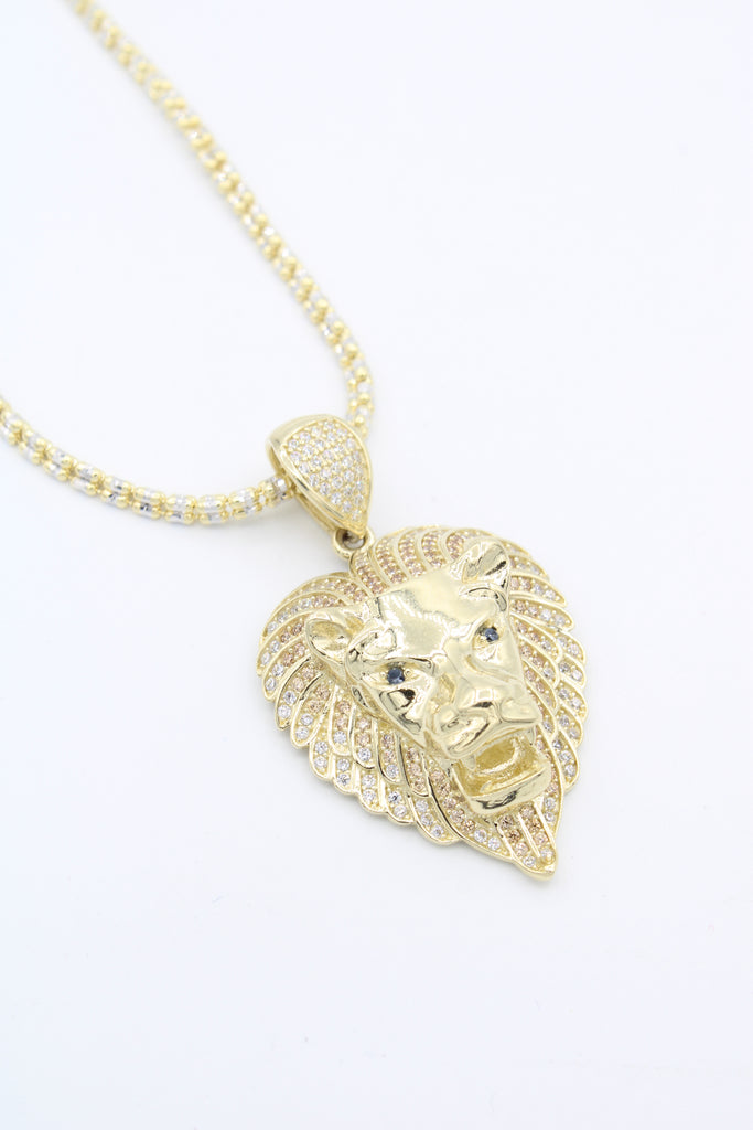 *NEW* 14k Lion 🦁 Pendant With Moon Iced Chain JTJ™ - - Javierthejeweler